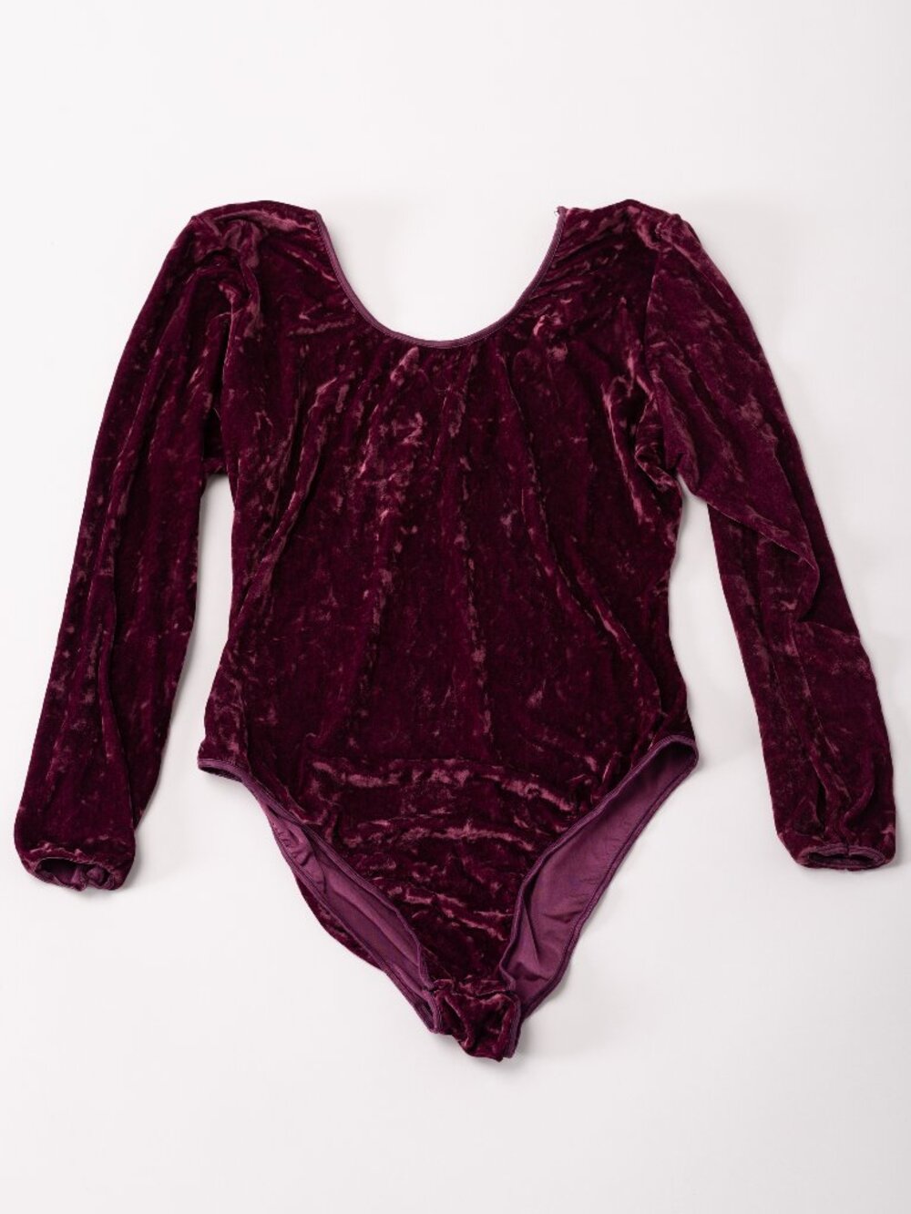 VTG 80s/90s Forenza Crushed Velvet Long Sleeve Bodysuit Purple Large Grunge